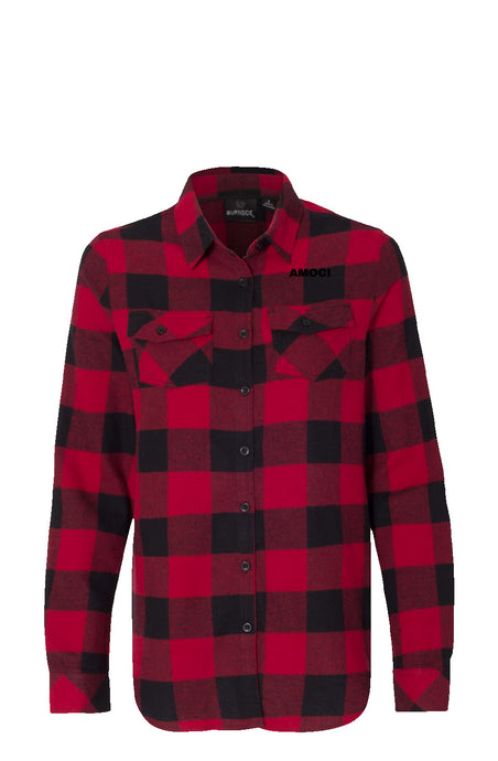 AMOCI Womens Long Sleeve Red Flannel Shirt